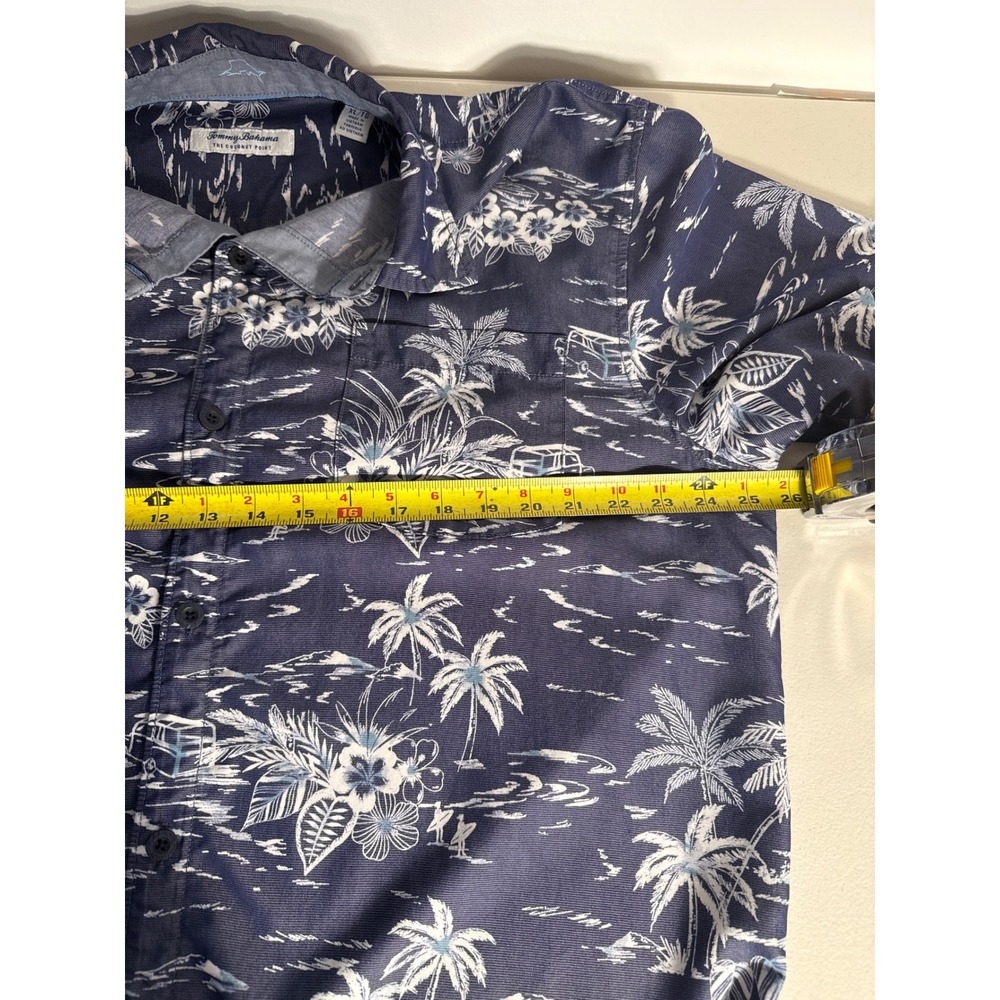 Tommy Bahama The Coconut Point Mens XL Navy Blue Tropical Palm Tree Camp Shirt - Picture 7 of 10